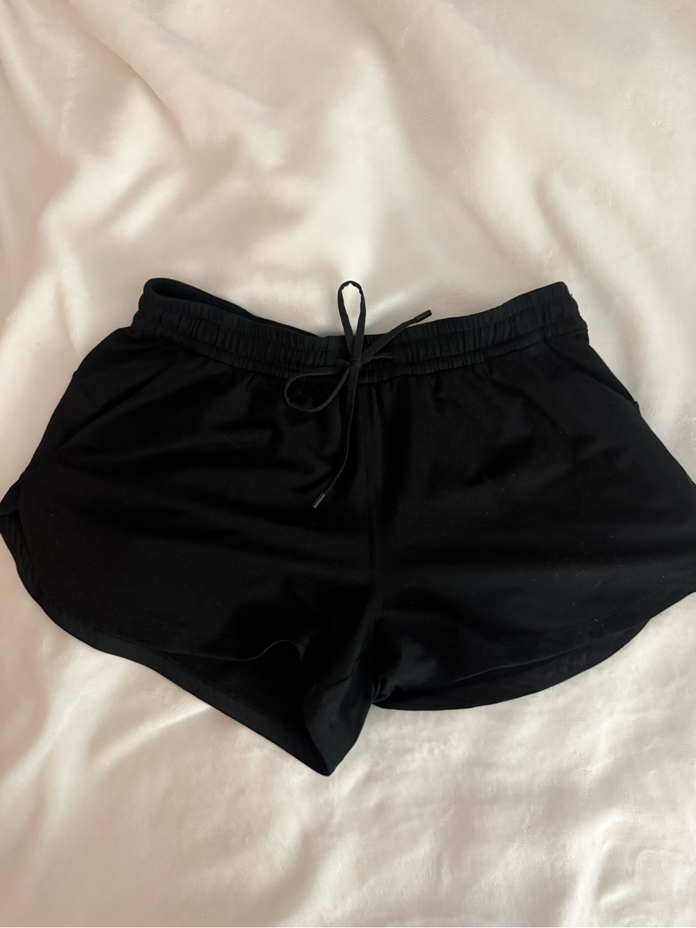 lululemon athletica Black Soft Jersey Mid-Rise Curved-Hem Short 3"